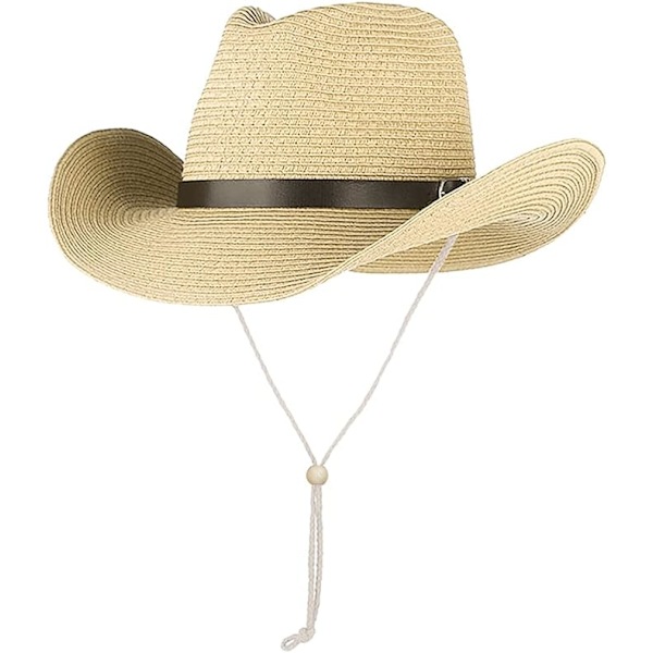 Unisex Halm Solhatt Panamahatt Fedora Trilbyhatt Safari Strandhatt Sol UV-skydd Hatt med Justerbar Hakrem för Män Kvinnor