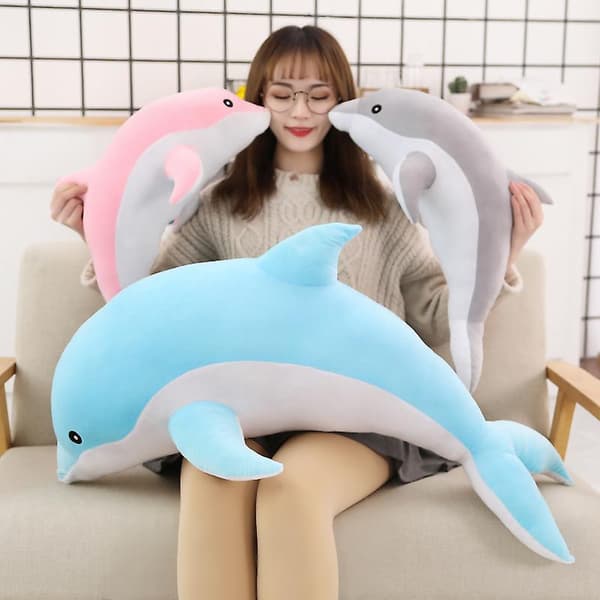 Wabjtam 50cm Kawaii Mjuk Delfin Fylld Pp Bomull Djur Sov Kudde Flicka Present Blå