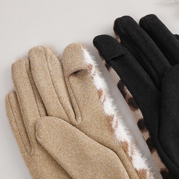 Vinterhandsker til mænd og kvinder - Touchscreen-handsker til kvinder - Varme termiske handsker - Skridsikkert greb - Strækbart materiale-khaki-wei