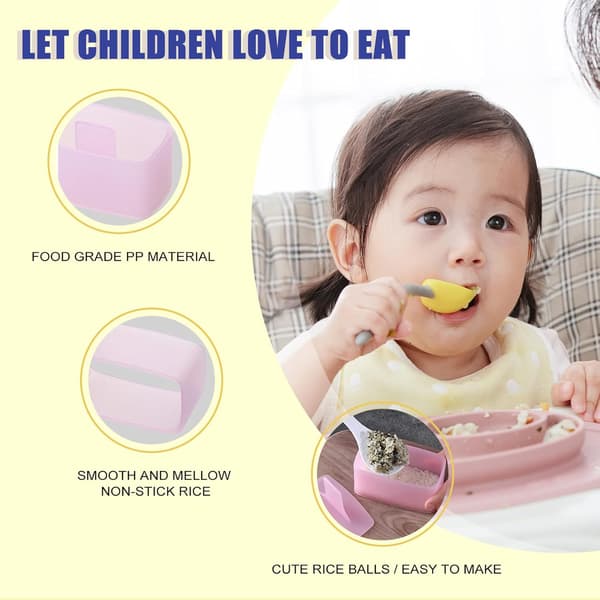 1 Pakke Non-Stick Musubi Maker Presse med Liten Rispaddle, Melaleuca Risballform DIY Sushiform (Rosa)