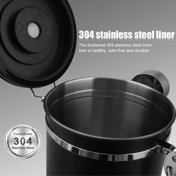 Kaffedåse (1,8 liter), rustfrit stålmateriale, fremstillet af rustfrit stål, velegnet til kaffebønner, teblade, nødder osv. (sort)