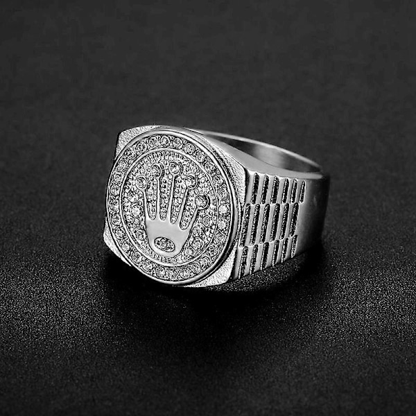 Ringer For Menn Hip Hop Sølv Kongekrone Knust Hjerte Fingerring