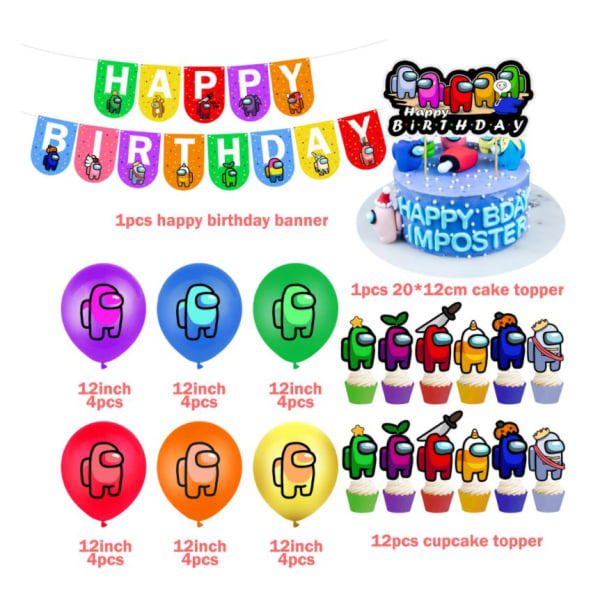 Among Us Children's Party Balloon Arch - Gratulerer med dagen