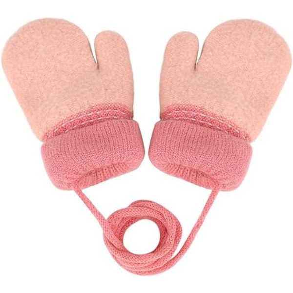 Toddler Magic Stretch Mittens Tjocka Plyschfodrade, Vinter Baby Boys Girls Stickade Vantar Varma Fluffiga Hel Finger Vantar Kallt Väder Skidhandskar