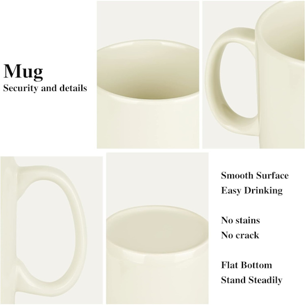 Ekstra stor keramisk kaffekopp med håndtak for kontor og hjem
