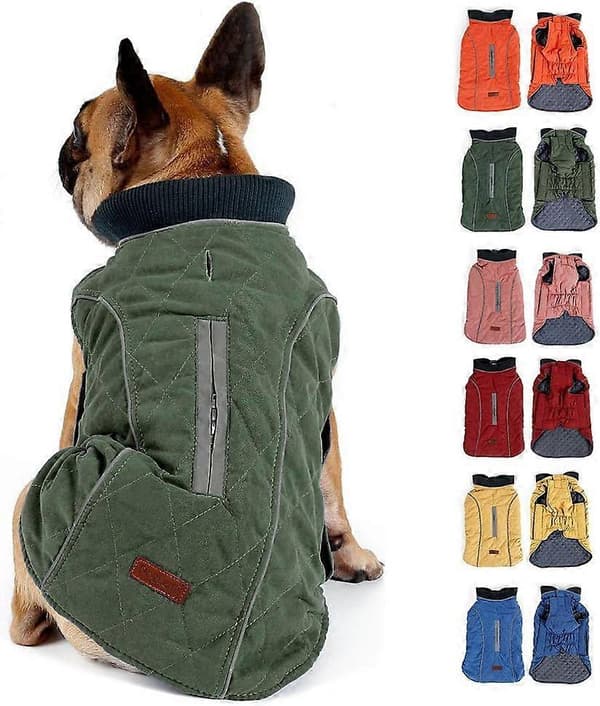 1 st Vinterhundjacka Varm Väst med Reflexränder och Hål för Sele Koppel Kläder