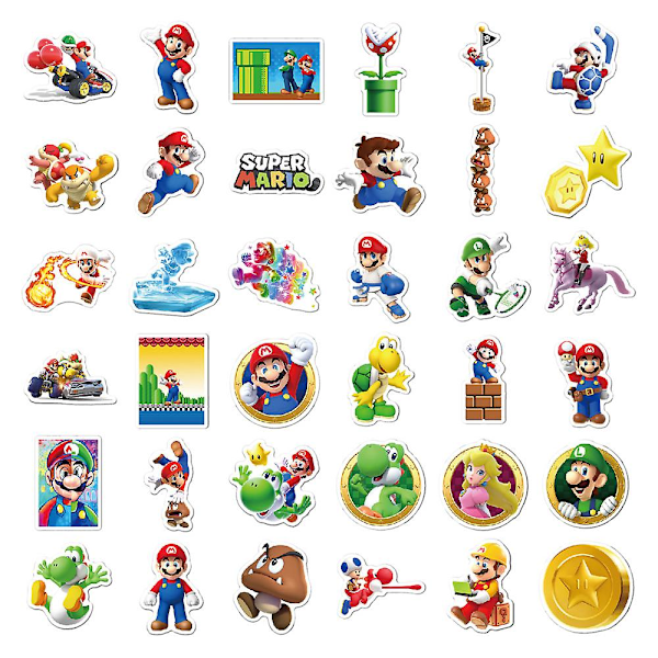 100 stk Super Mario Bros Movie søte vanntette klistremerker Tegneseriefigurer Klistremerker Vinylklistremerker for flaske bærbar PC bagasje