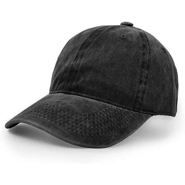 Baseballkasket, justerbar bomulds-sport udendørs solhætte Unisex Hip Hop Casual Hat Snapback Cap (sort)