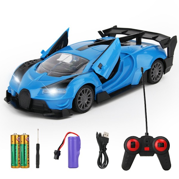 1:20 Bugatti Rc-auto, sähköinen kauko-ohjattava autolelu lapsille, poikien automalli Blue