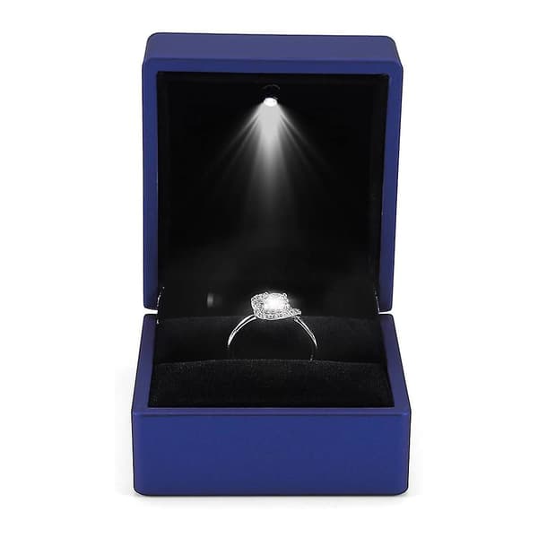 Led-upplyst ringask örhänge ring presentask bröllopsring smycken Blue