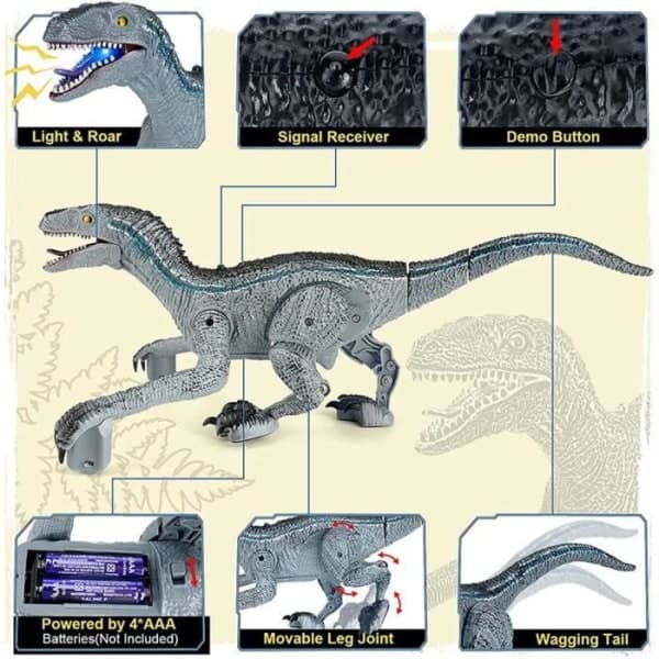 Fjernbetjent dinosaur legetøjsrobot dinosaur med controller gave til børn drenge 3 4 5 6+ år