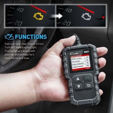 Launch CR3001 OBD2-scanner til benzin- og dieselbiler – Læs og slet fejlkoder – EVAP-systemtest – Visning af livedata