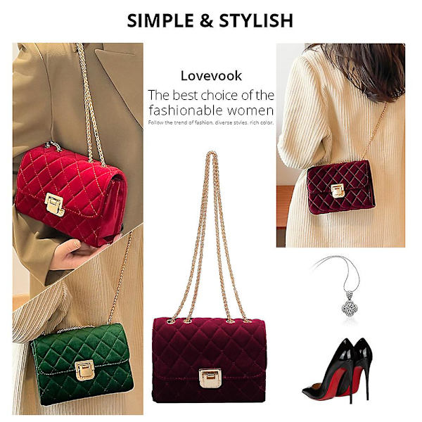 Kvinnors axelväska Mode Koppling Handväska Designer Crossbody Väska Med Kedjerem Claret