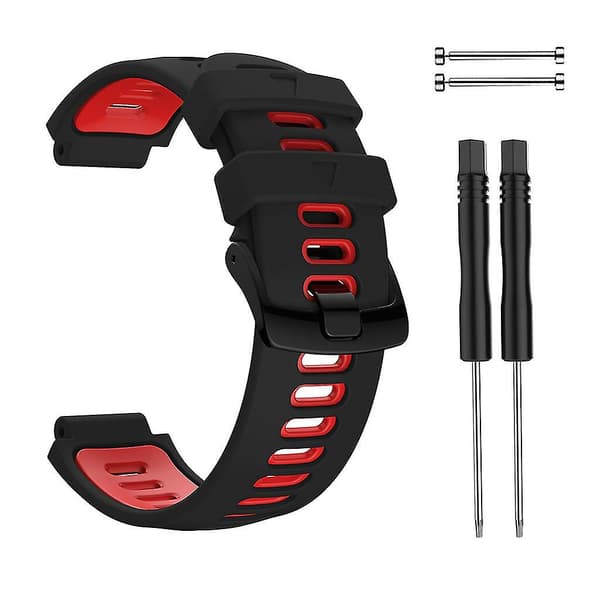 Silikone Rem til Garmin Forerunner 735xt Holdbar Urrem Blødt Armbånd Black red