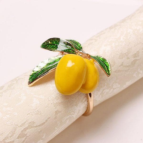 12 st hotellbordsdekoration citron servett spänne frukt servett ring papper handduk ring-guld