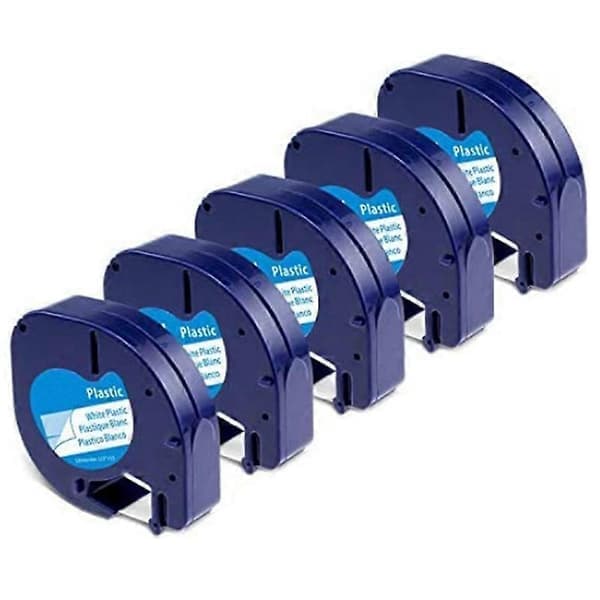 5-pakning etikettskrivertape for DYMO LetraTag Refill Plastic 91331