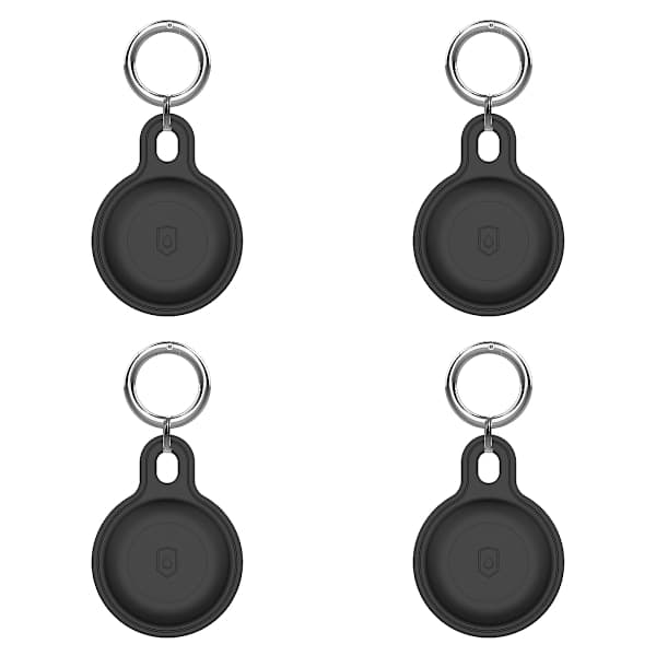 4 stk. - AirTag Case Airtag Holder med nøglering - Sort Sort