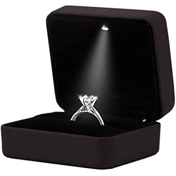 Forlovelsesring Led Light Ring Box Smykke gaveeske Red Square