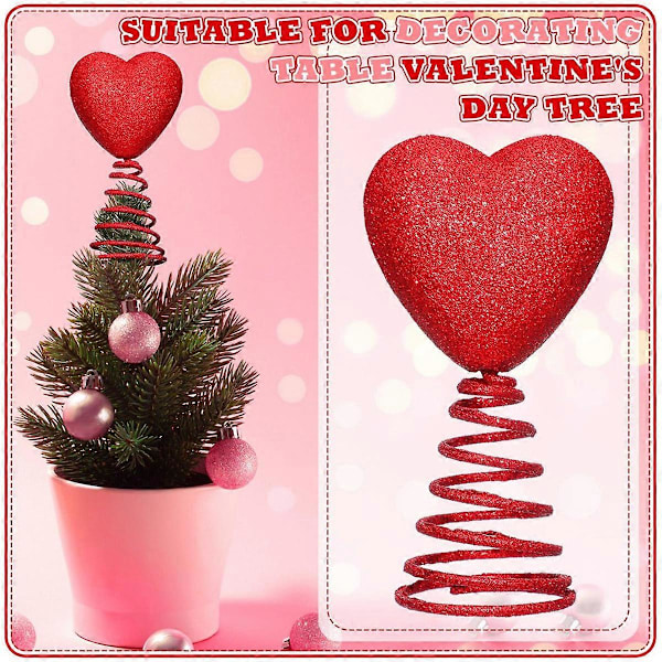 5 tommer Mini Valentinsdag Glitterhjerter for Mini Valentintrær Valentinsdag Hjertepynt