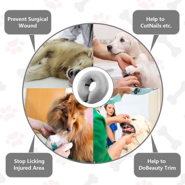 Hundekegle oppusteligt dyrebeskyttelsesbetræk Vaskbart beskyttelseshalsbånd til hunde og katte (medium)