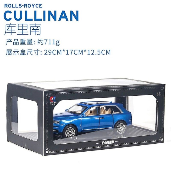 1:24 Rolls Royce Cullinan metalliseosautomalli isokokoinen simulaatio katumaasturi metalliautomalli valoääni, vedä takaisin mittakaavassa auto miniatyyriauto Blue send box E