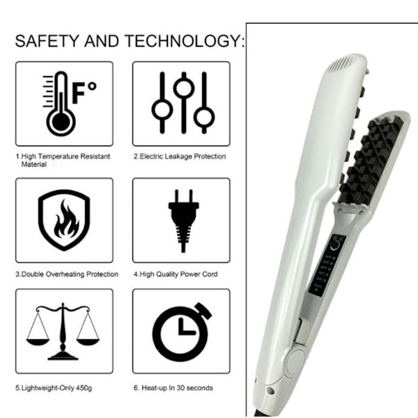 Profesjonelt sett øker hårvolum, keramisk hårvolumverktøy, justerbar temperatur, vribar ledning - WELLNGS