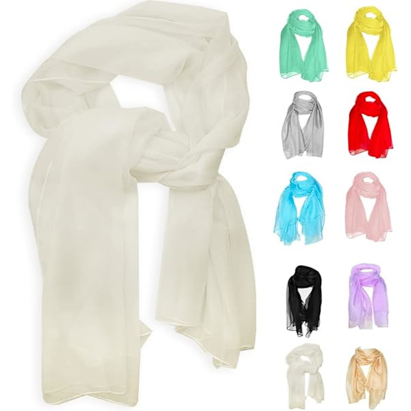Chiffon skjerf, sjal og omslag for kvinner - Mykt og lett kveldskjole elegant bryllup brud brudepike skjerf White