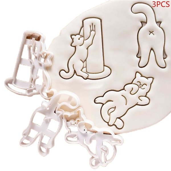 3 st Kattkakformar Kitty Butt Form DIY Kakor Kexform Stämpel Bakverk Shytmv 3PCS