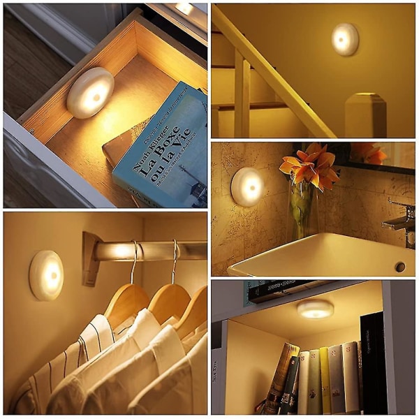 (6 Pakk) Led Sensor Lys. Led Lampe Med Detektor. Led Nattlys For Trapper