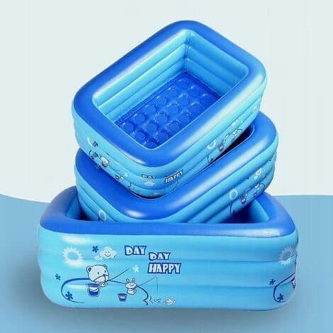 Uppblåsbar babypool 120 x 70 x 35 cm – PVC med hög densitet – Bärbart dräneringssystem – Rektangulär plaskdamm