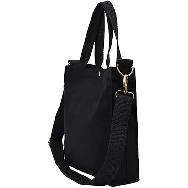 Kraftig canvas VÄSKA Liten MINI STORLEK Bottenstängning Axelväska Lunchväska Handväska Mode Tote Fleranvändning