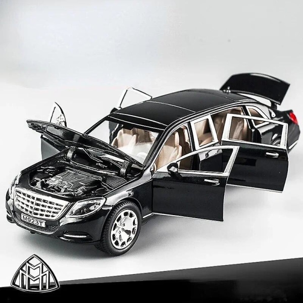 1/24 Maybach S600 Legetøjsbil i Metal med Høj Simulation Die-Cast Model til Drenge Børns Samling Gavebiler Black