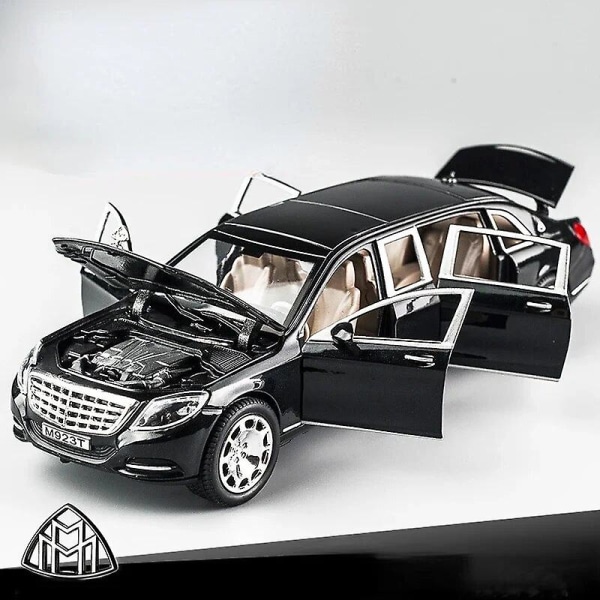 1/24 Maybach S600 metalliseos automalli lelu korkea simulaatio painevalettu metallilelut mallit ajoneuvo pojille lasten kokoelma lahjaautot Black