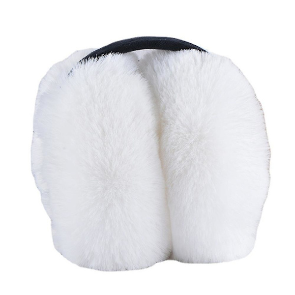 Kvinnors kalla väder fluffiga öronmuffar vinter varm pannband söta slouchy öronvärmare svart White