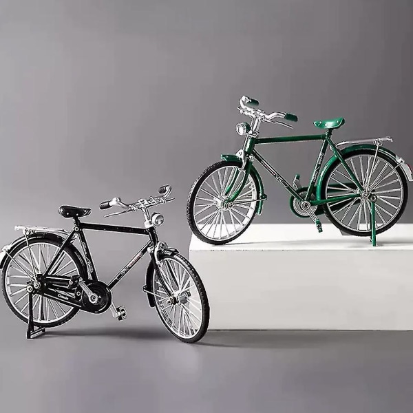 Retrocykelmodell prydnad miniatyr samling dekorativt gjutleksak retro klassisk metallkonstcykel-sswyv Diy Green