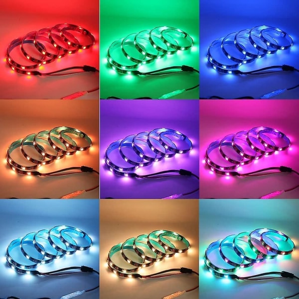 Led Strip Lights USB Powered 6.56ft/200cm Rainbow Dream Color Led Light Strip Med Rf-fjärrkontroll för TV Bakgrundsbelysning Gör-det-själv Indoor Gaming Room Decora