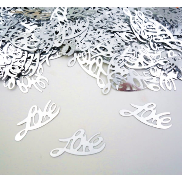 45 g konfetti sølvfarvet tekst "love" dekoration fest bryllup Sølv
