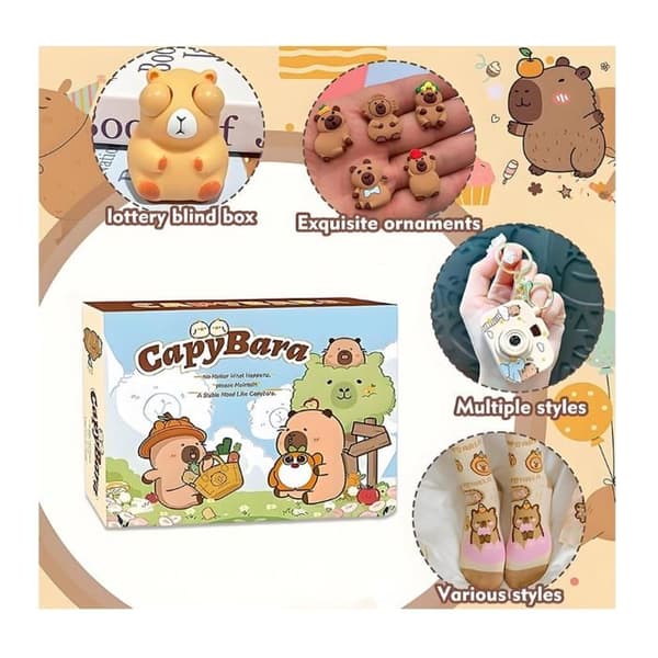 Capybara Blind Box, Capybara Tilbehørssæt, Overraskelsesboks til Børn, 17-dele Nedtællingsboks med Figurer