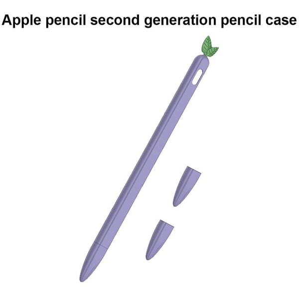Etui Sleeve Cute Fruit Design Silikone Blødt beskyttelsescover kompatibel med Apple Pencil 2nd Gen Grape