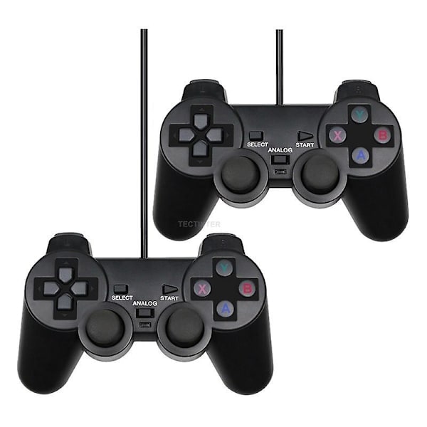 Kablet USB PC-spilcontroller til Winxp/win7/win8/win10 til pc-computer bærbar sort gamepad joystick A Black 2PCS