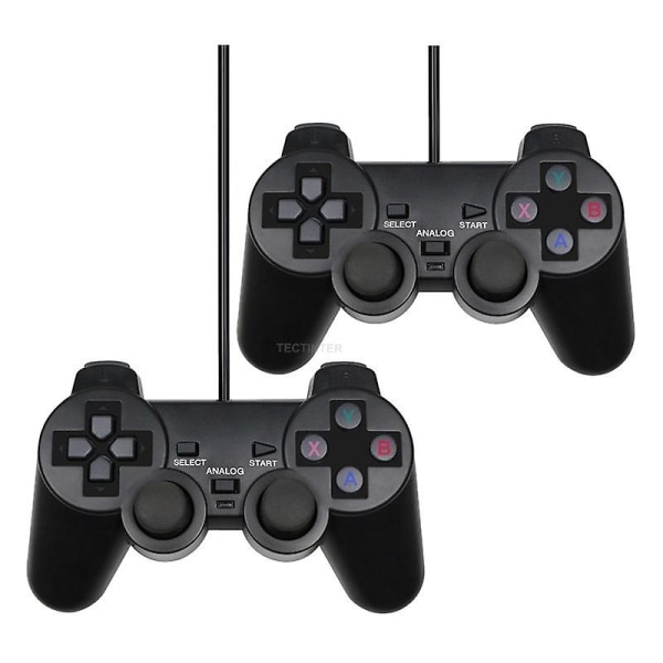 Trådbunden USB PC-spelkontroll för Winxp/win7/win8/win10 för PC-dator bärbar dator Svart Gamepad Joystick A Black 2PCS