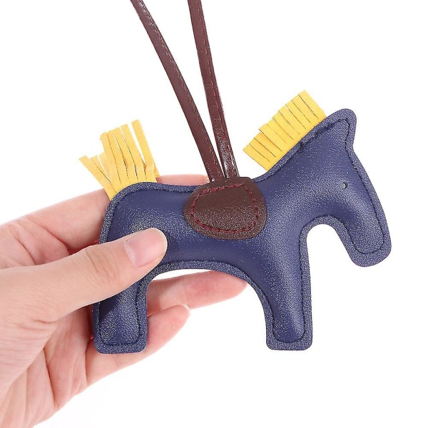 Handgjord Pu-läderhäst nyckelring Djurnyckelring för kvinnor Väska Nyckelring Charm