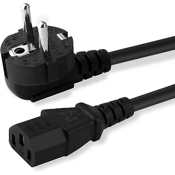 Strømkabel, EU-standard 250V 10A, 1,2m, netledning til vekselstrømskabel vinklet stik til printer, mikrobølgeovn, ovn osv. Hy