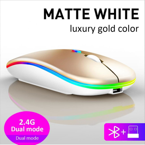 Silent Wireless Mouse 2,4ghz Overwatch Mus Mouse Gamer Rgb Mouse Bærbar trådløs mus for bærbar spillmus gold