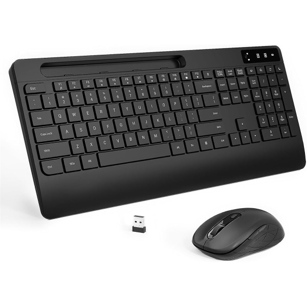 Langaton näppäimistö ja hiiri -setti Ergonomiset langattomat näppäimistö ja hiiri, puhelimen ja tabletin telineellä