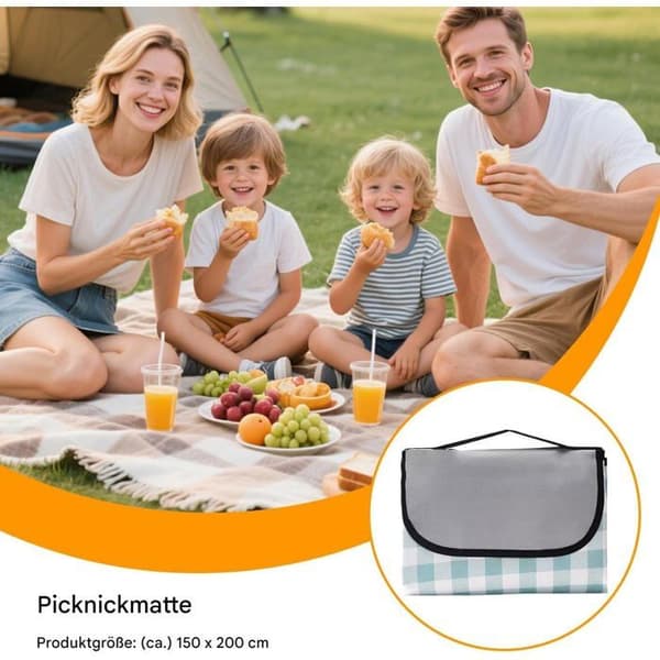 Udendørs tæppe - Foldbar picnictæppe, sandafvisende campingmåtte, bærbar måtte