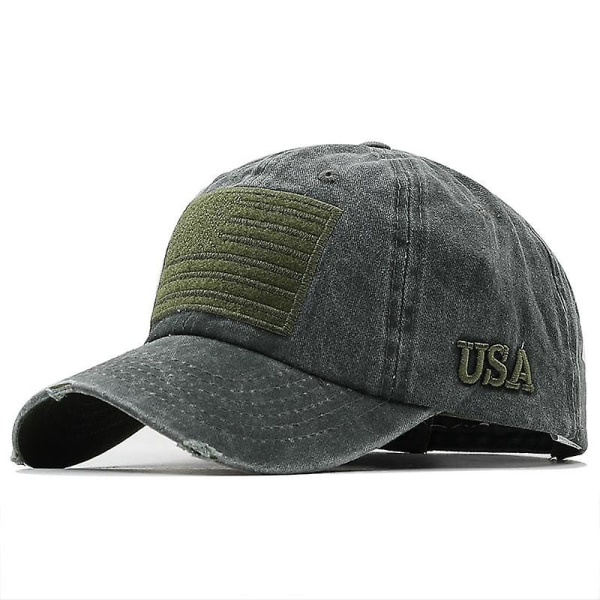Baseballkasket Mænd Taktisk Army Bomuld Militær Far Hat Usa Amerikansk Flag Us Unisex Hip Hop Hat Sport Kasketter Hatte 56-61cm Adjustable green