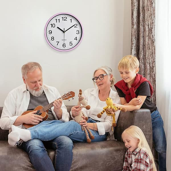10-tums väggklocka i plast Shi Ying Klocka Sovrum Vardagsrum Klocka Enkel pink