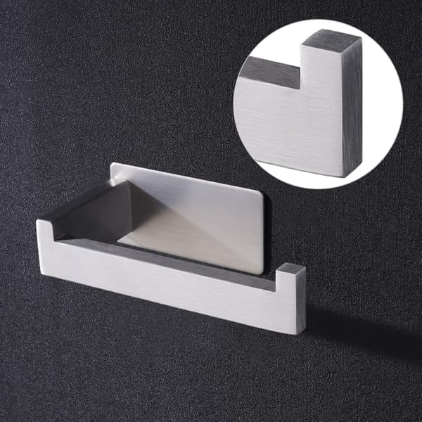 Toiletpapirholder - Ingen boring, selvklæbende rustfrit stål rulleholder til køkken og badeværelse sølv Silver