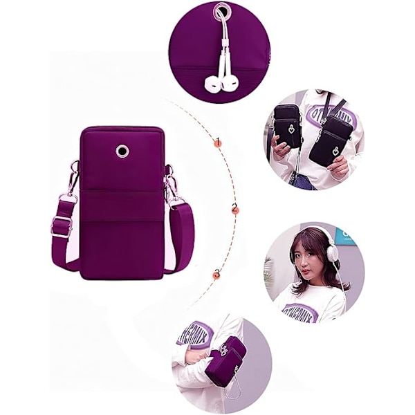 Kvinder Cross Body Telefon Taske Damer Over Shoulder Tasker 3 Lag Mobiltelefon Taske Pung Nylon Tegnebog til Kvinder Håndtasker